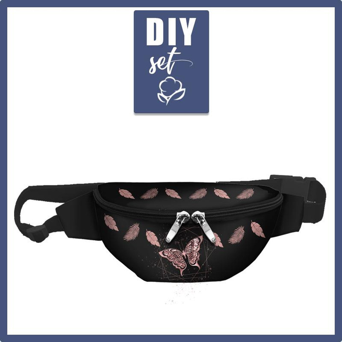 HIP BAG - BUTTERFLY / rhombuses (GLITTER BUTTERFLIES) - big