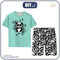 KINDERPYJAMA "ADA" - PANDA / minze - Bambus-Single Jersey mit Elastan (110/116)