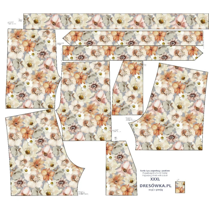 PAPERBAG SHORTS - AQUARELL BLUMEN Ms. 4 - Nähset XL