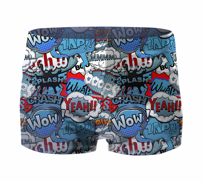 Boy's swim trunks - COMIC BOOK (blue - red) - sewing set