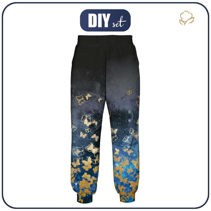 WOMEN'S JOGGERS (NOEMI) - BUTTERFLIES / gold - sewing set XL