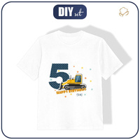 KID’S T-SHIRT - 5ST BIRTHDAY / BULLDOZER - single jersey (128/134)