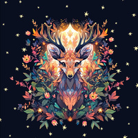 ANIMALS MANDALA wz.2 - panel (60cm x 50cm)- single jersey s elastanem ITY