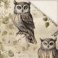 PASTEL BIRDS WZ. 4 (OWLS) - Linen 100%