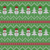 SNOWMEN WITH CHRISTMAS TREES / green - looped knit 