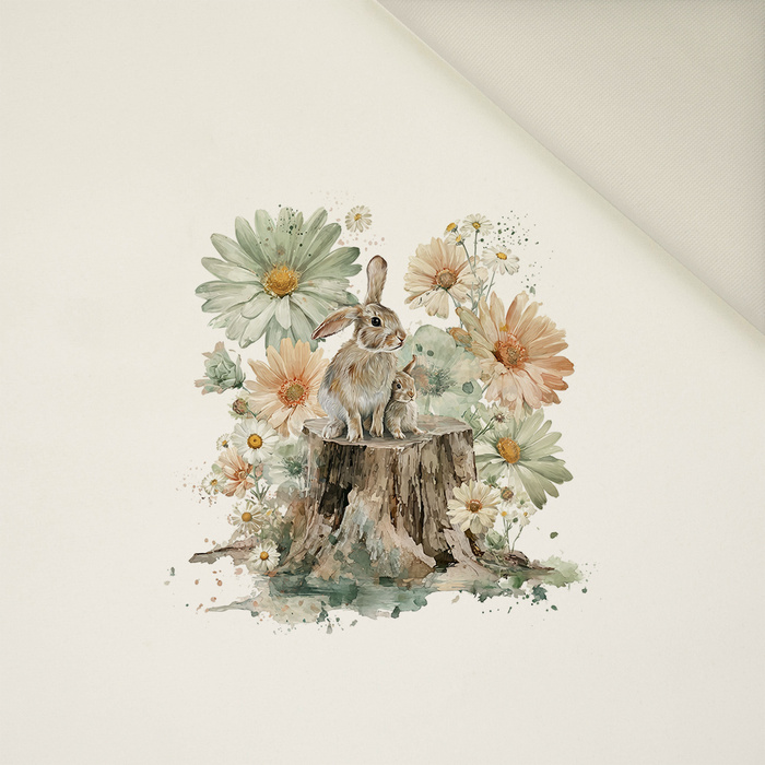 RABBIT FAMILY - panel (60cm x 50cm) Potahový velur