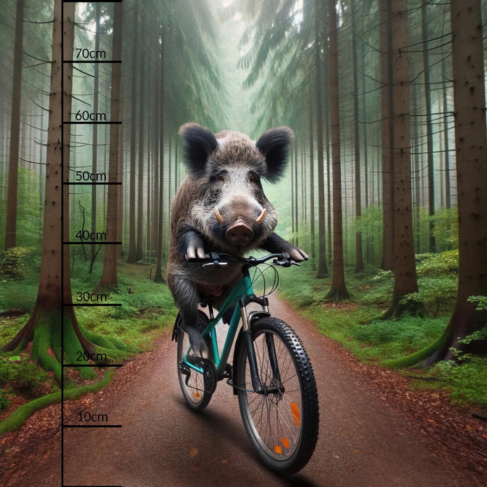 BOAR ON A BIKE PAT. 1 - panel (75cm x 80cm) Waterproof woven fabric