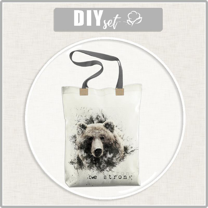 SHOPPER BAG - BE STRONG (BE YOURSELF) - Cotton woven fabric - sewing set