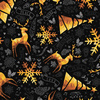 GOLDEN DEERS / black - Woven Fabric for tablecloths