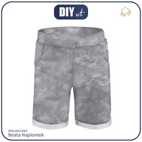 KID`S SHORTS (RIO) - CAMOUFLAGE pat. 2 / grey - looped knit fabric (86/92)