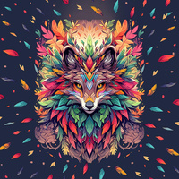 ANIMALS MANDALA wz.1 (fox) - panel (75cm x 80cm) - single jersey with elastane ITY