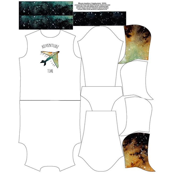 MEN’S HOODIE (COLORADO) - ADVENTURE TIME / galactic journey - sewing set XXL
