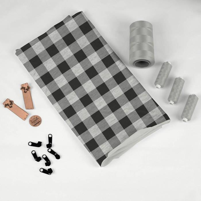 VICHY GRID BLACK / melange light grey