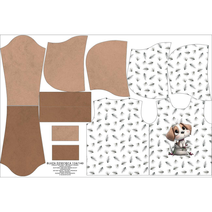 DZIECIĘCA BLUZA Z KAPTUREM (ALEX) - WINTER ANIMALS wz.20 - zestaw do uszycia (110/116)