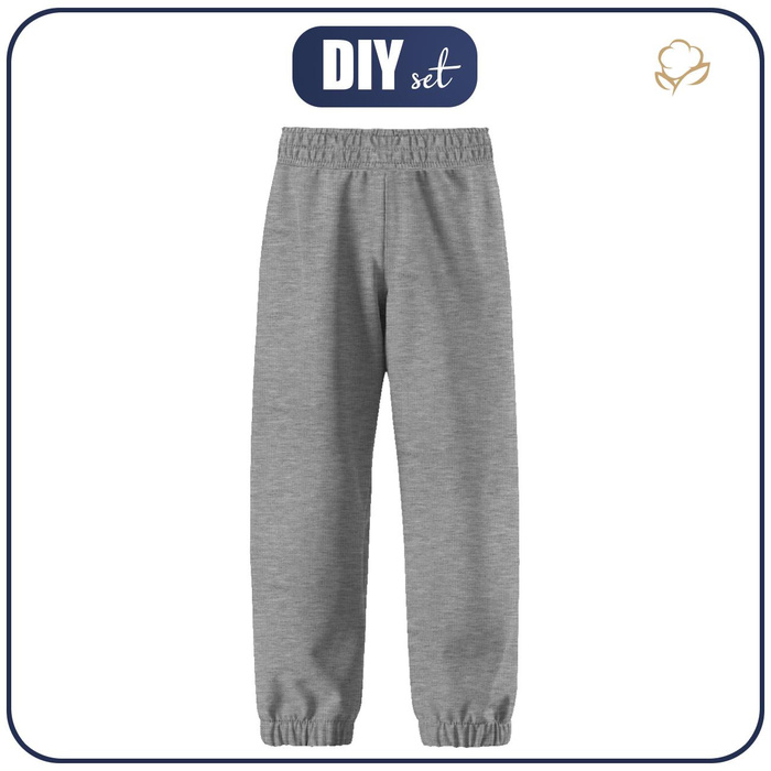 CHILDREN'S SOFTSHELL TROUSERS (YETI) - MELANGE LIGHT GRAY - sewing set (98/104)