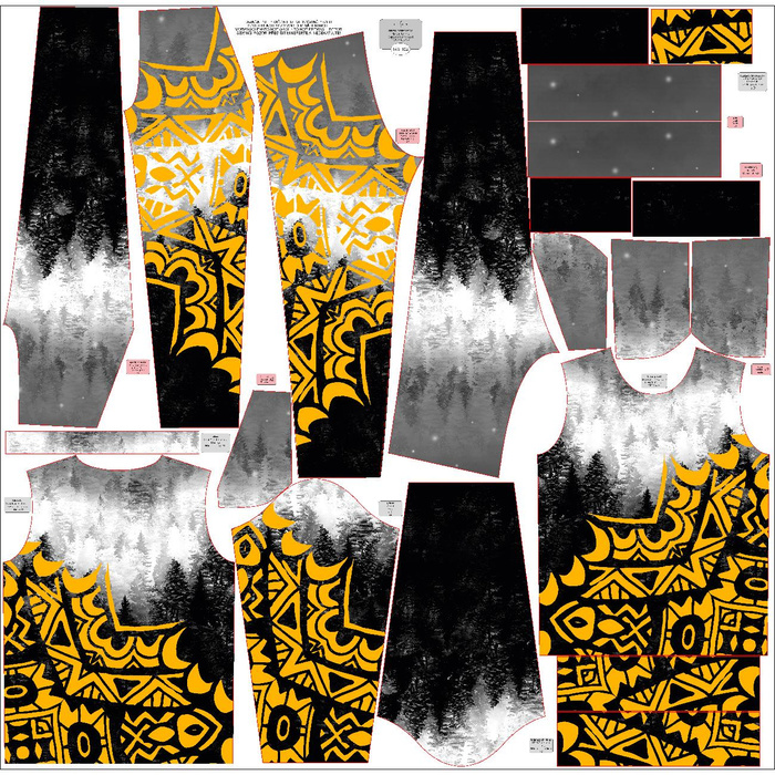 Children's tracksuit (MILAN) - MISTY MANDALA / FORREST OMBRE - sewing set (98/104)