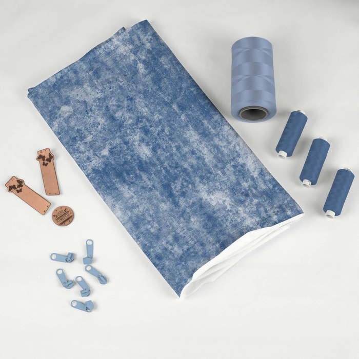 GRUNGE (blue) - looped knit fabric