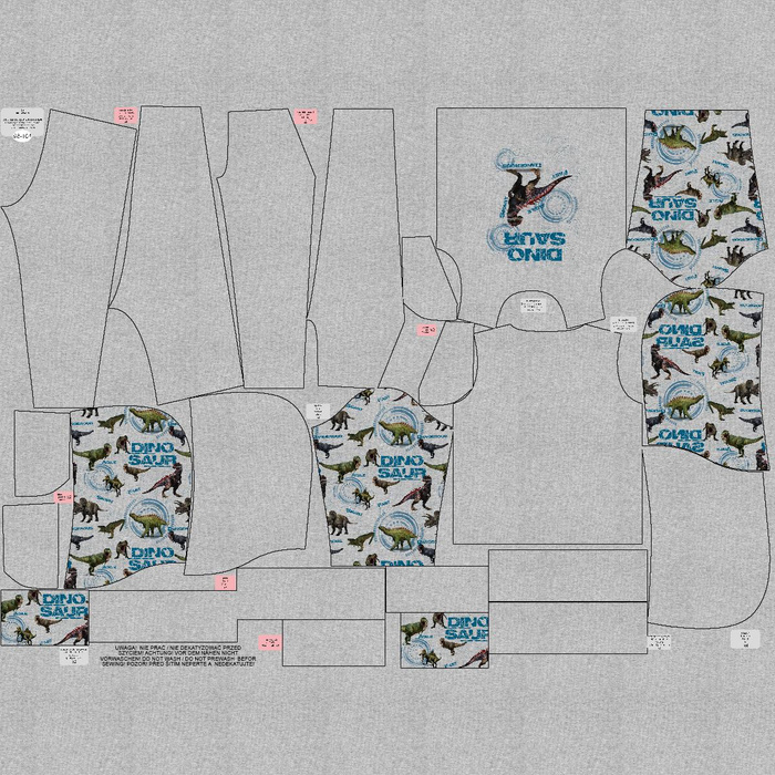 Children's tracksuit (OSLO) - DINO SIGHT / M-01 melange light grey - looped knit fabric 