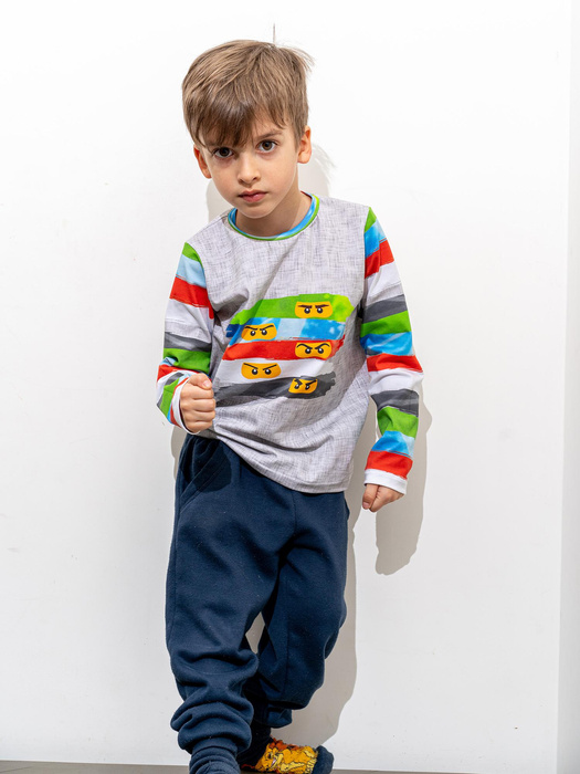 LONGSLEEVE - FEUERWEHR / acid (grau) - Single Jersey (146/152)