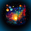 NEON GALAXY WZ.9 - panel (60cm x 50cm) teplákovina počesaná s elastanem ITY