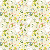 BUNNIES ON A MEADOW - Cotton woven fabric