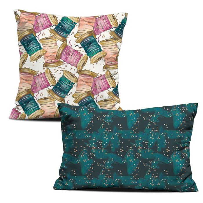 DECORATIVE PILOWS - COLORFUL BOBBINS