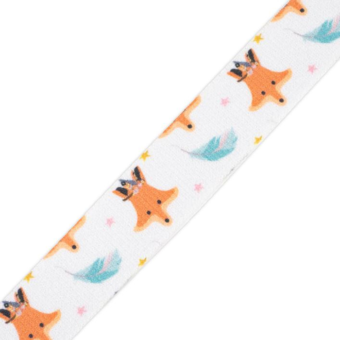 Woven printed elastic band - FOXES AND FEATHERS (WILD & FREE) / Choice of sizes
