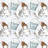 SNOWMEN AND ICE SKATES (WINTER IN THE CITY) - looped knit fabric