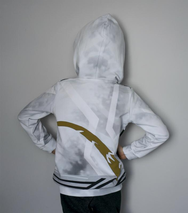 KID'S HOODIE (ALEX) - PIXELS pat. 2 / green - looped knit fabric (158/164)