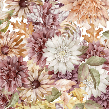 AUTUMN FLOWERS (GOLDEN AUTUMN) - Woven Fabric for tablecloths