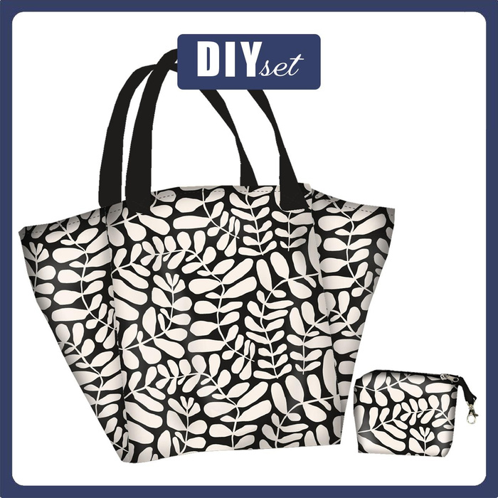 XL Tasche mit Utensilientasche 2 in 1 - LEAVES wz.2 - Nähset