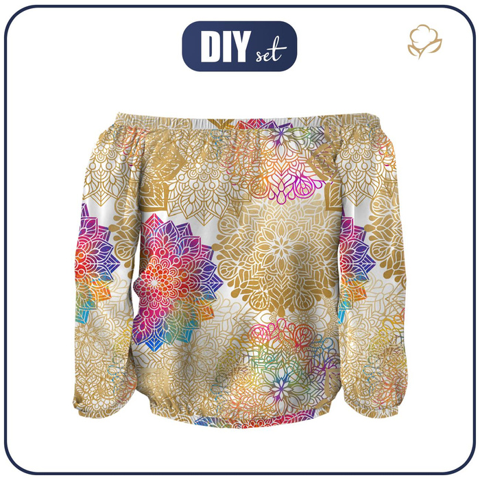 Carmenausschnitt Bluse (SOFIA) - MANDALA m. 3 - Nähset M