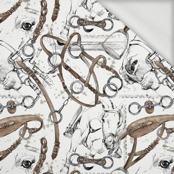 100cm HORSE-RIDING (HOBBIES AND JOBS) / white - looped knit fabric