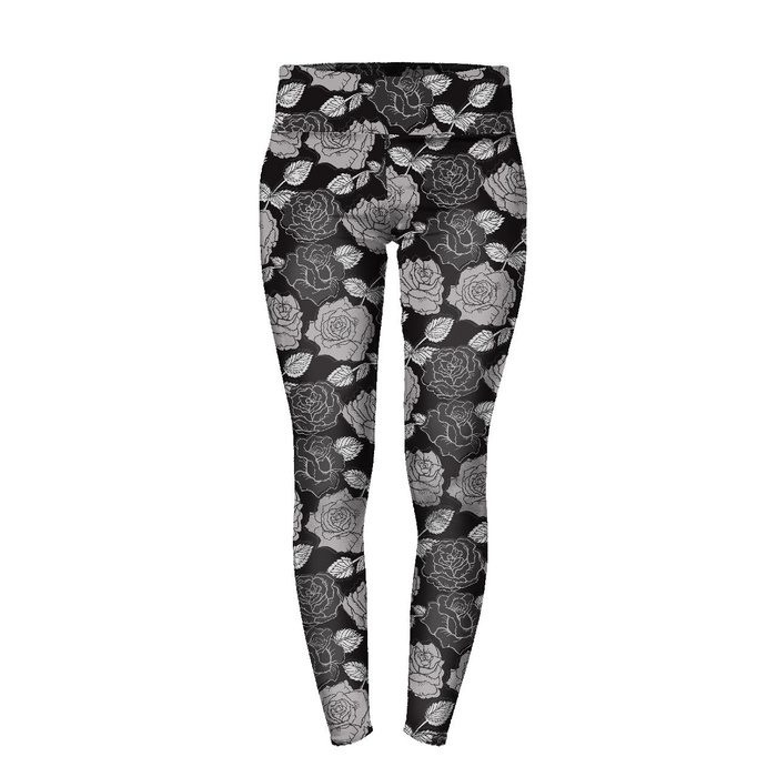 DAMEN THERMO LEGGINGS (GRETA) - SCHWARZE ROSEN m. 2 - Nähset