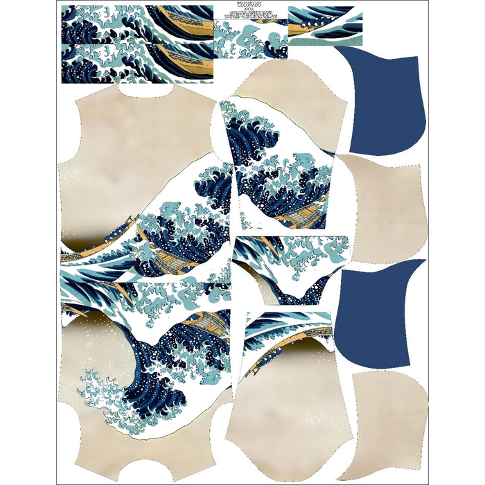 PÁNSKÁ MIKINA S KAPUCÍ (COLORADO) - Velká vlna u pobřeží Kanagawy (Hokusai Katsushika) - Sada šití M