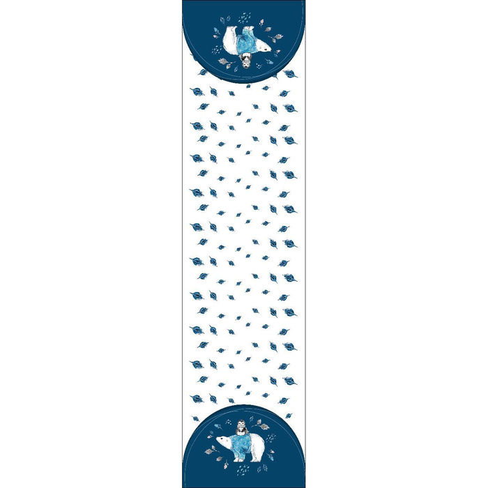 TISCHLÄUFER PANEL - PINGUIN AUF DEM BÄR / Blätter (VERZAUBERTER WINTER) - Nähset