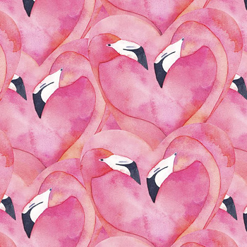 PINK FLAMINGOS - Baumwoll Webware