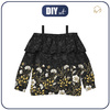 Carmenausschnitt Bluse (VIKI) - BLUMEN (Motiv 8) / schwarz - Nähset - 146-152