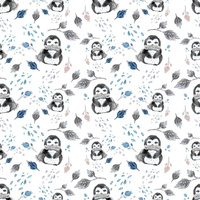 PINGUINE / BLÄTTER (VERZAUBERTER WINTER) - Baumwoll Webware