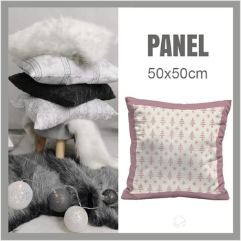 CUSHION PANEL - CHRISTMAS TREES AND SNOWFLAKES / (acid) ecru  (NORWEGIAN PATTERNS)