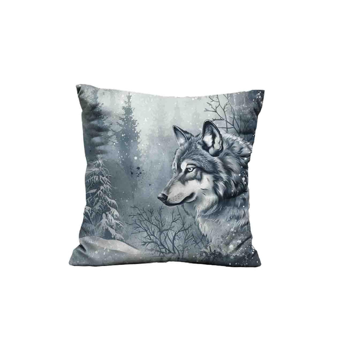 KISSEN 45x45 - WINTER WOLF M. 2 - Velours - Nähset