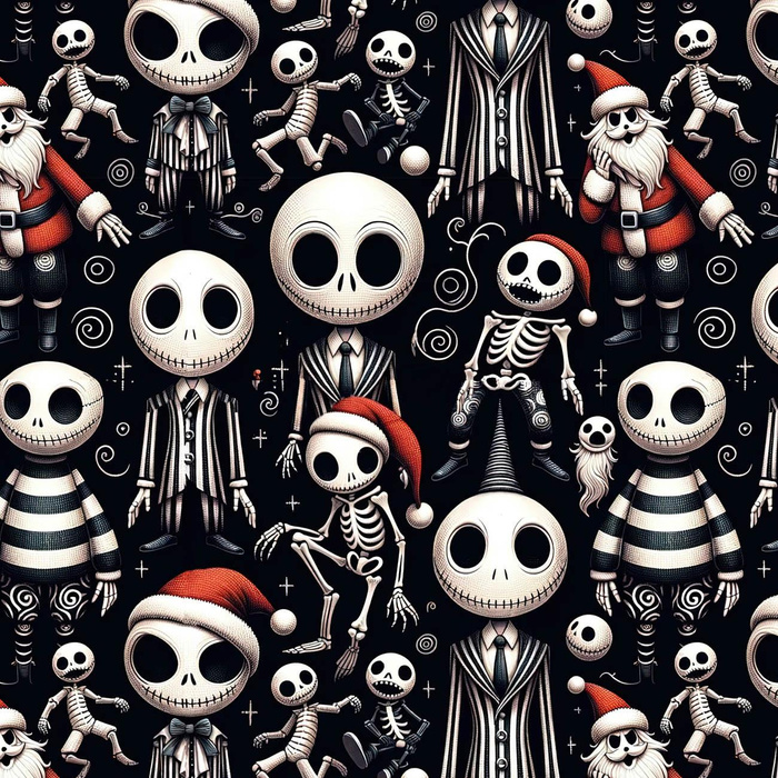 SKELETONS AND SANTAS - Waterproof woven fabric