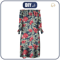 DRESS "CARMEN" - RED POPPIES - crepe M