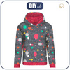 BLUZA DAMSKA (POLA) CLASSIC Z KAPTUREM - KOLOROWE KROPKI / ACID WASH GRAFITOWY -  dzianina pętelkowa - XS