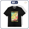 T-SHIRT SPORTOWY DZIECIĘCY - LIFE IS GOOD / czarny (128/134)
