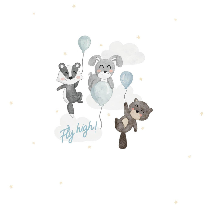 FLY HIGH PAT-2 / blue - PANEL (60cm x 50cm) SINGLE JERSEY