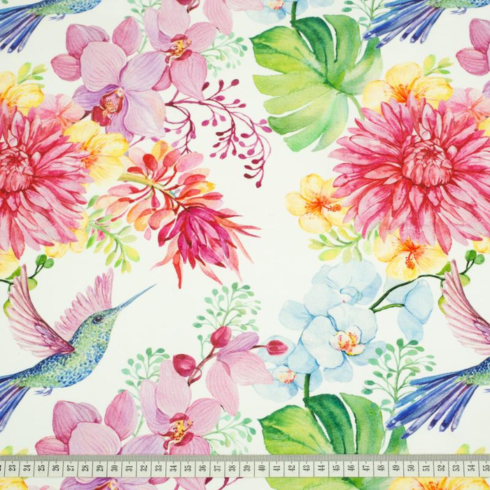 KOLIBRIS UND BLUMEN -  French Terry mit Elasthan