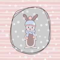 WINTER BUNNY / pink - panel