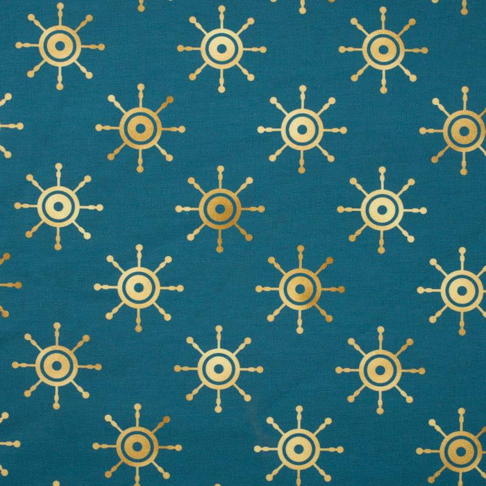 GOLDENE STEUERRÄDER (GOLDENER OZEAN) / marine - Baumwoll Webware