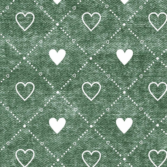 HEARTS AND RHOMBUSES / vinage look jeans (bottle green) - Cotton woven fabric